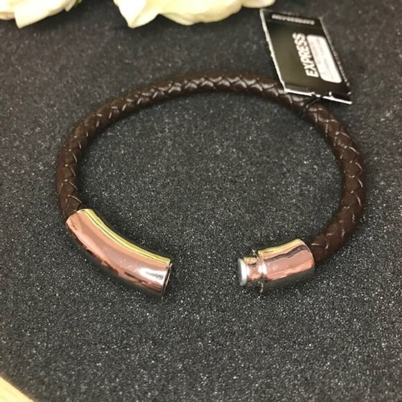 3/$25 Express Leather Braided Magnetic Bracelet-Brown Band- Stocking Stuffer - Picture 9 of 12